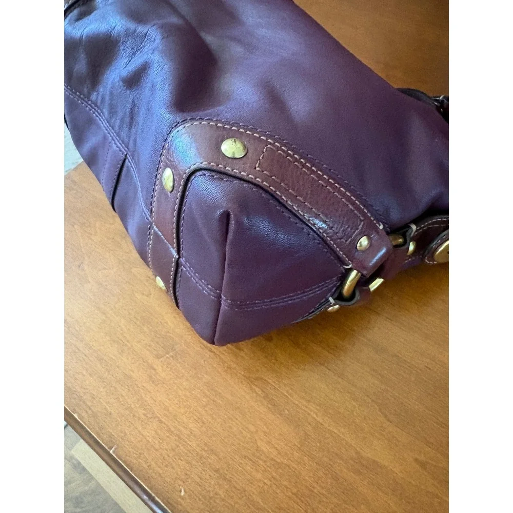 Vintage Coach Carly Hobo Shoulder Bag Plum Purple Leather Brass Y2K